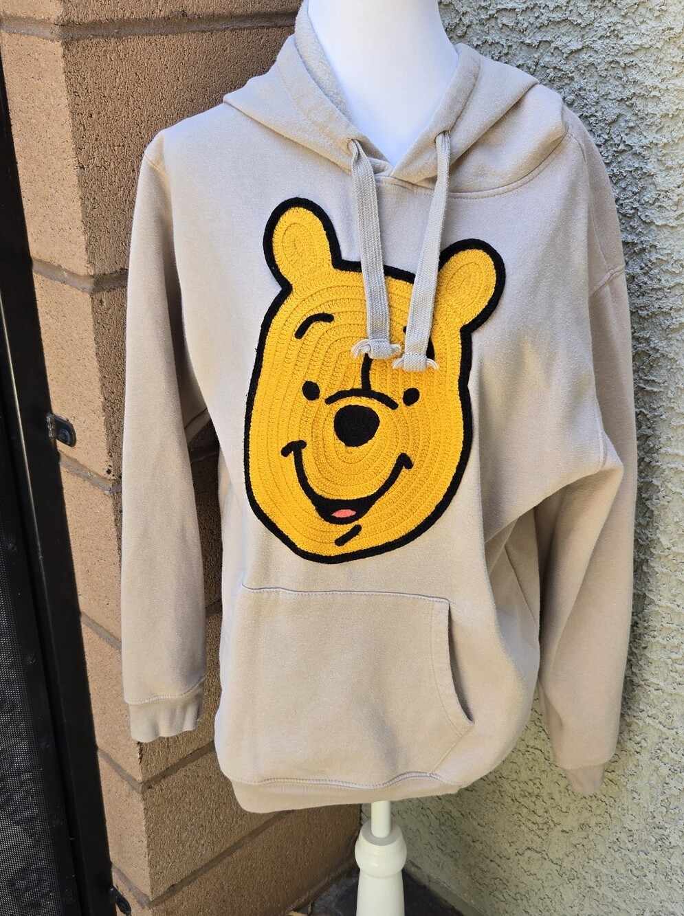 Winnie The Pooh Beige Hoodie with Yellow Applique